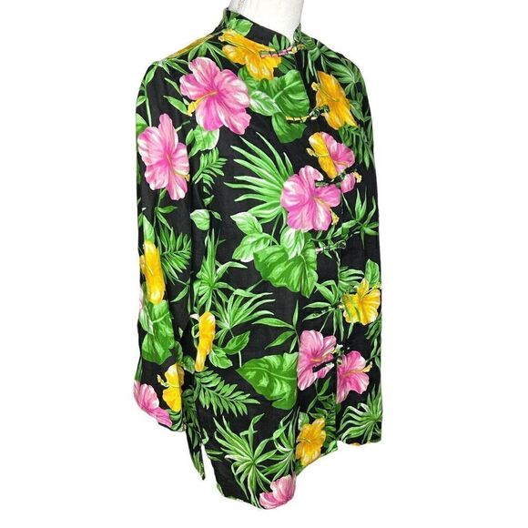 Lauren Ralph Lauren Women’s 100% Linen Button Up Shirt Top Floral Sz PM - Picture 2 of 4